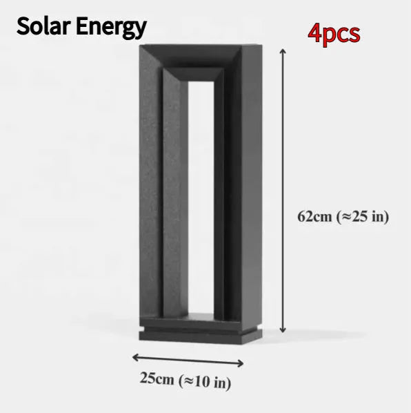 62cm tall solar courtyard lamp with geometric abstract design for outdoor garden lighting