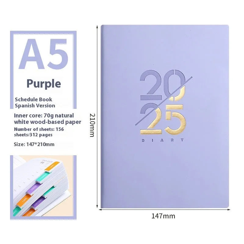 Soft leather A5 daily schedule book with 150 sheets in multiple colour options