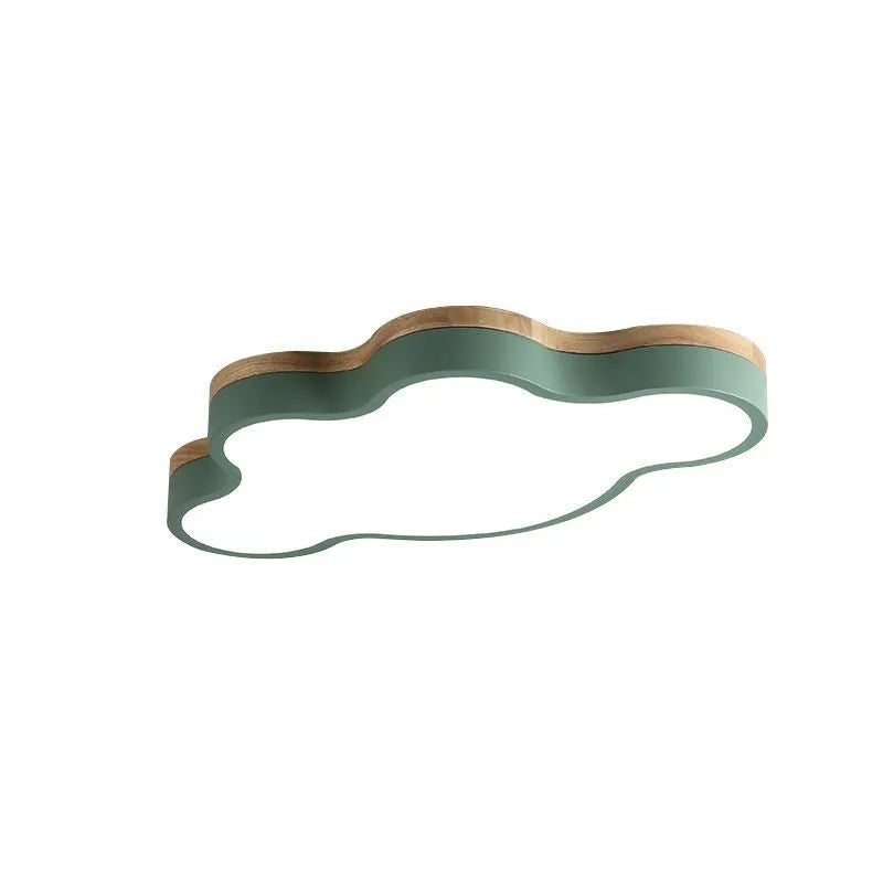 Modern cloud ceiling LED light with wooden shade in choice of four colours and two sizes