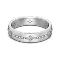 S925 sterling silver geometric ring with cubic zirconia inlay, unisex, platinum finish