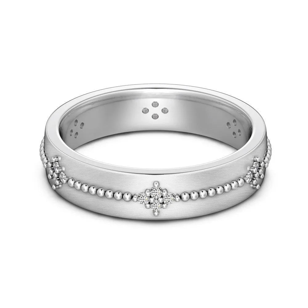 S925 sterling silver geometric ring with cubic zirconia inlay, unisex, platinum finish
