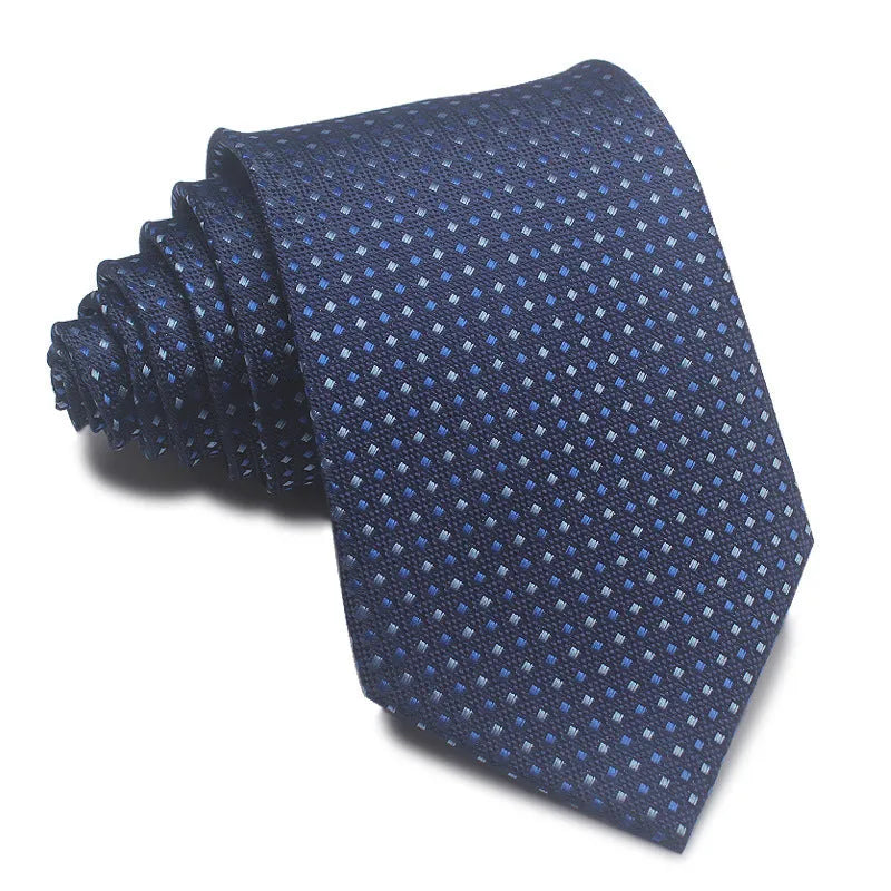 Men's 8CM wide striped formal tie in polyester jacquard weave available in multiple colours