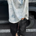 Korean style loose fit T-shirt with summer washing effects and round neck design