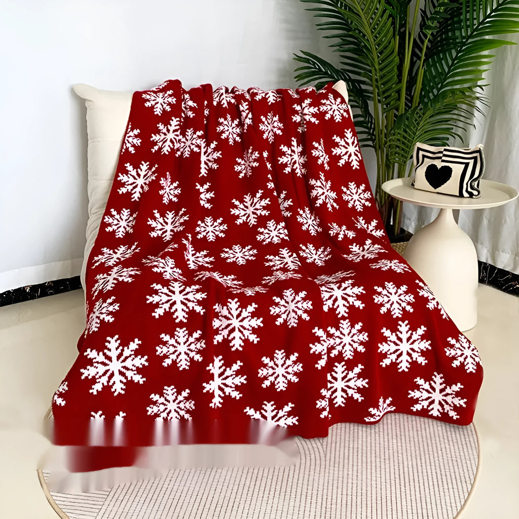 Christmas blanket with snowflake pattern in acrylic material for holiday home decoration