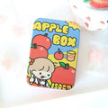 Small iron storage box with apple girl print for stickers and craft supplies, 9.5cm size