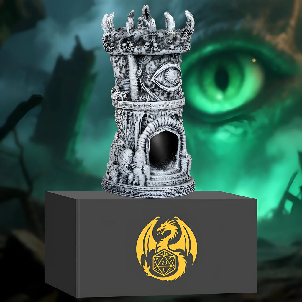 Fantasy-Themed Cyclops Beholder Dice Tower Grey Resin Craftsmanship 17cm Board Game Accessory for Role-Playing Multiplayer Gatherings Family Parties Gift