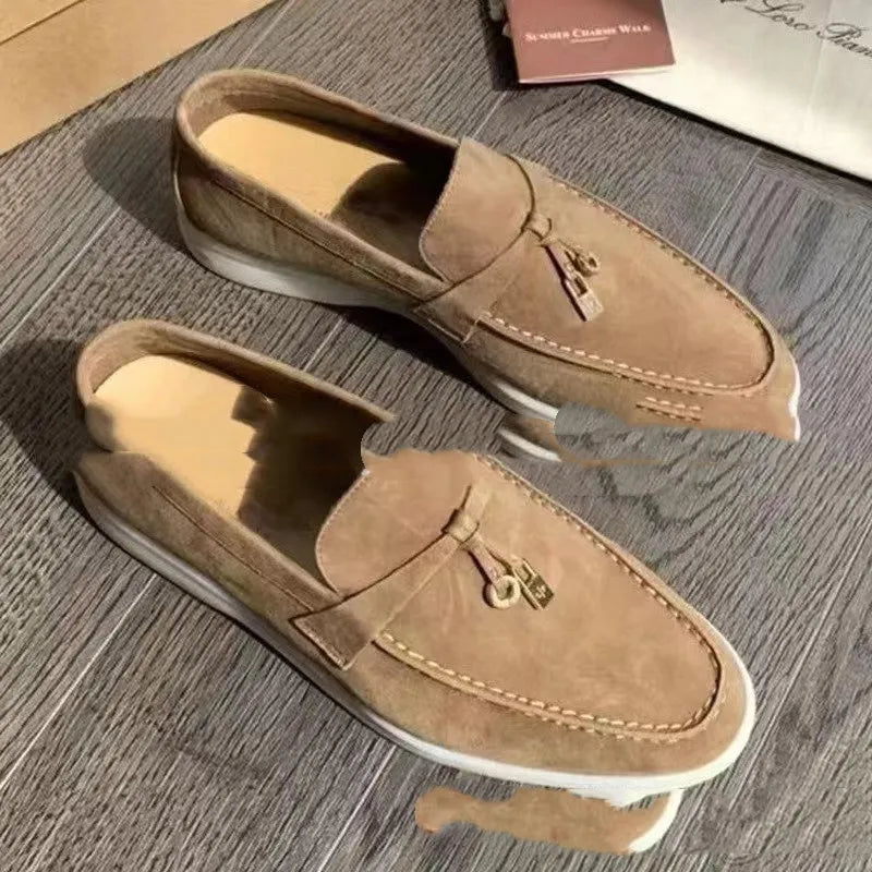 Unisex European slip-on loafers in multiple colours with rubber sole and steel toe cap