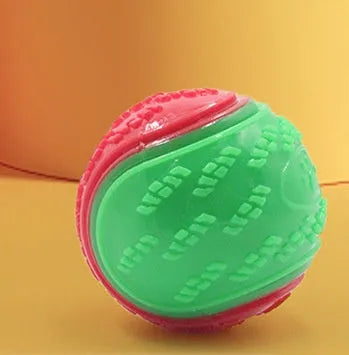 TPR rubber dog toy ball in two-tone colours with sound-making function for chewing and training