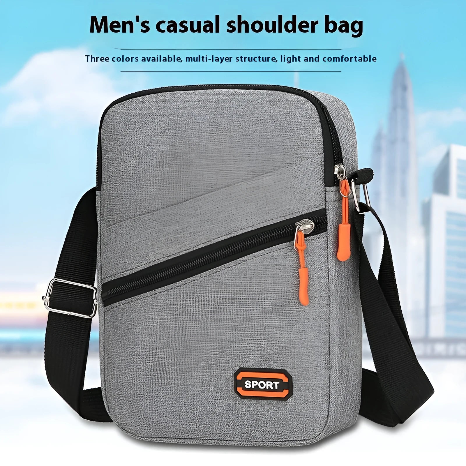 Lightweight Oxford cloth crossbody commuter bag in urban simplicity style.