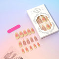 Set of detachable plastic false nails with 3D cartoon flower design, colour TY-318, with glue and file.