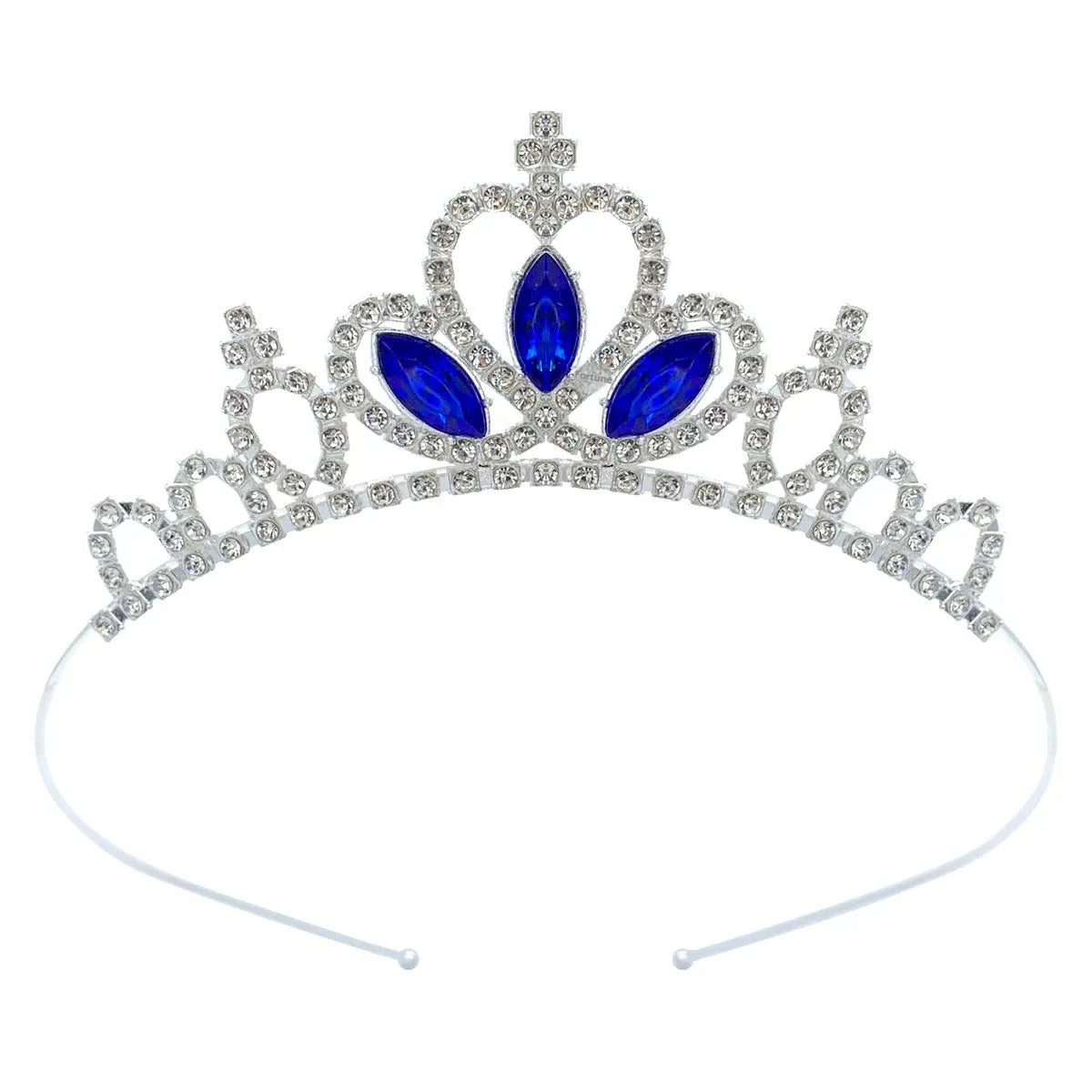 Gold and silver alloy princess crown headdress with coloured gemstones for girls birthday parties