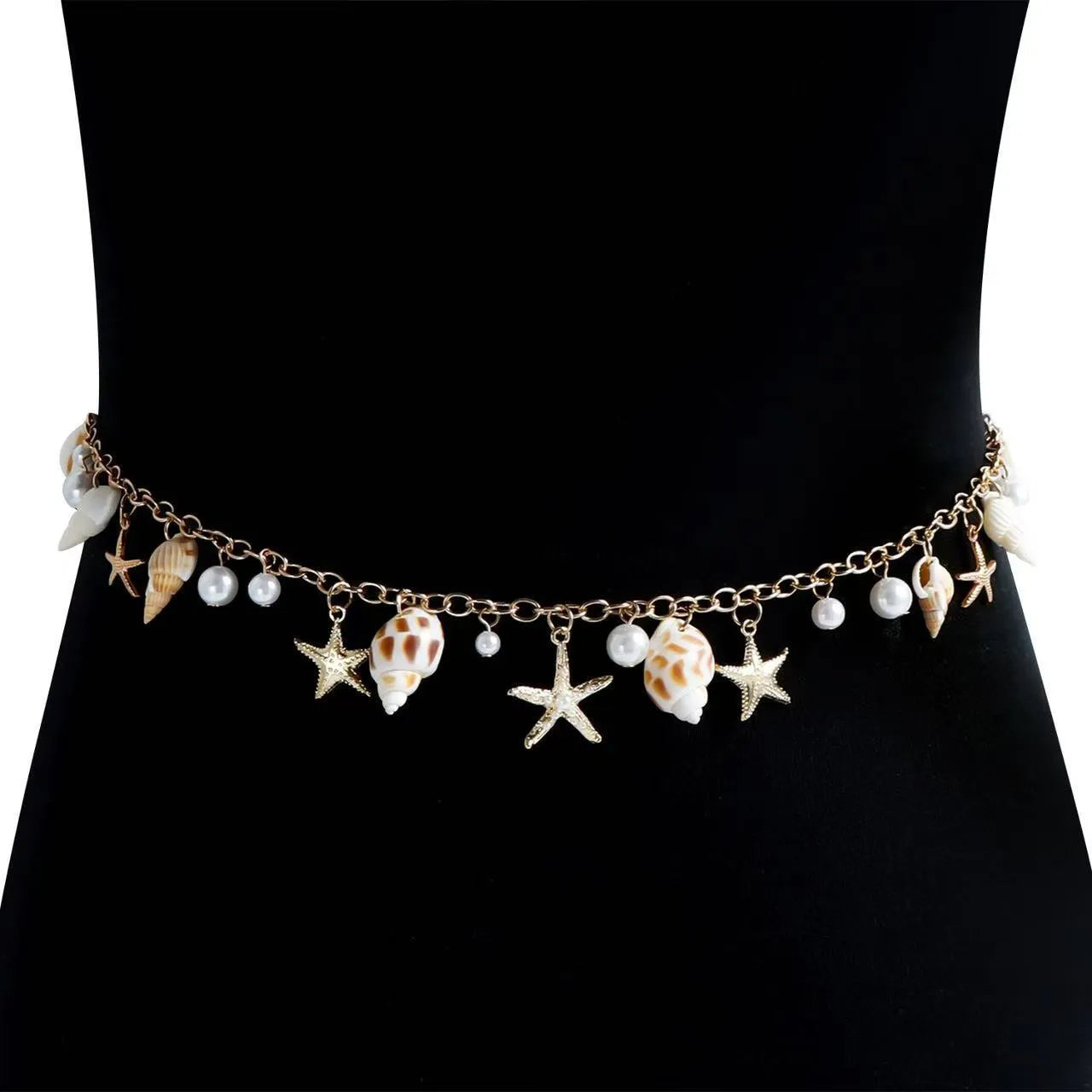 Women's waist chain and matching bracelet jewellery set with star motif design in alloy material