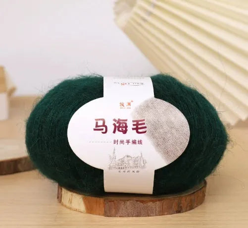 Mohair wool ball for DIY scarf knitting in assorted colours on white background