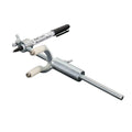 Metal wheel brow scriber depression repair tool on a workbench with a car body panel