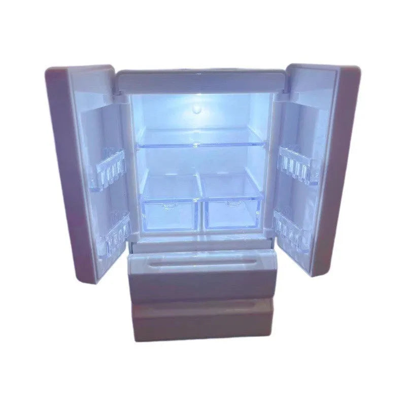 White plastic candy shop miniature model with LED light function displayed