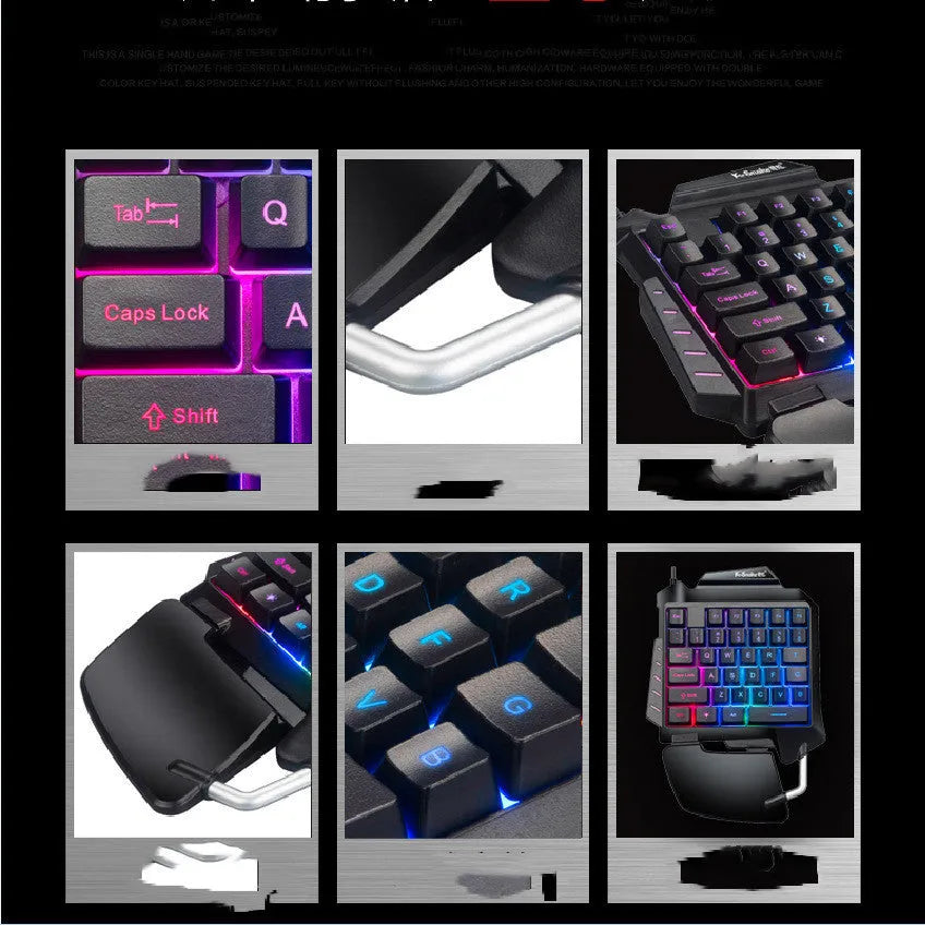 Black left-hand one-handed gaming keyboard throne converter with USB cable and integrated hand rest