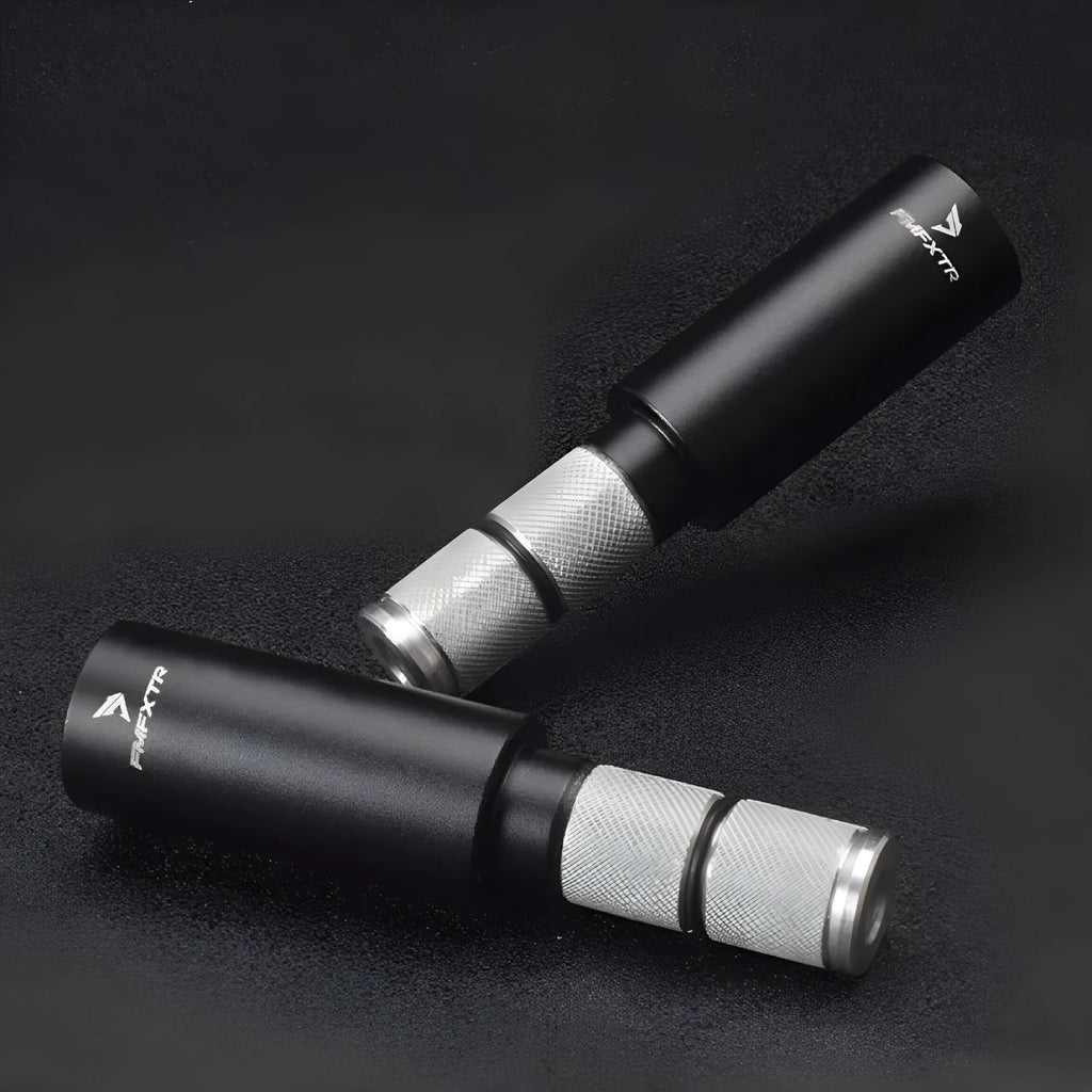 Aluminium alloy mountain bike handlebar extension rod showing folding mechanism and adjustment range