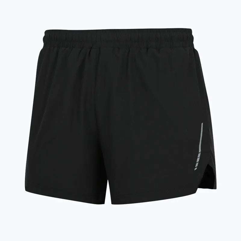 Men's grey quick-drying polyester marathon running shorts on a neutral background.