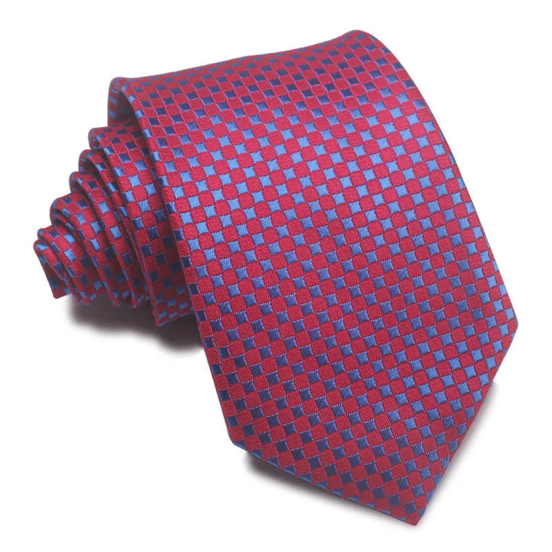 Men's 8CM wide striped formal tie in polyester jacquard weave available in multiple colours