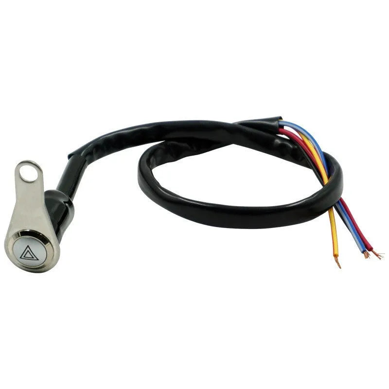 Black stainless steel motorcycle double flashing switch with light ring indicator and 7mm installation aperture