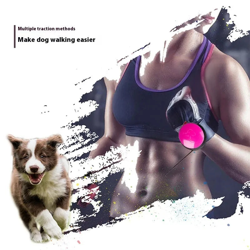 Automatic retractable pet leash extended to 3 metres with nylon rope and hands-free handle