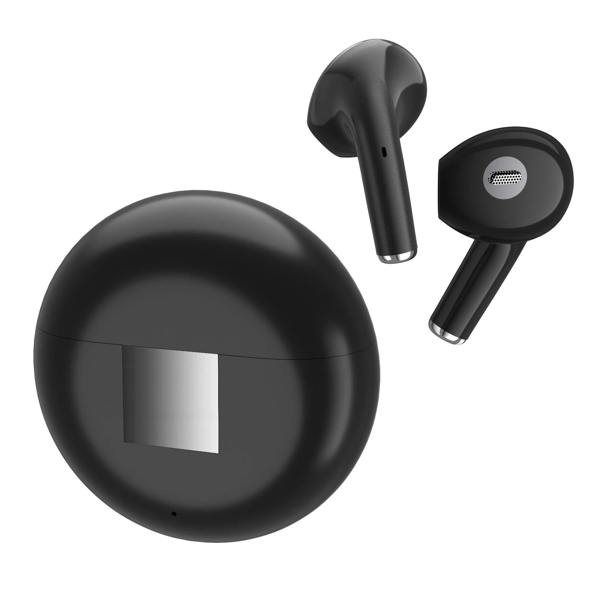 White Wireless Budz5 Bluetooth semi-in-ear earphones with charging case