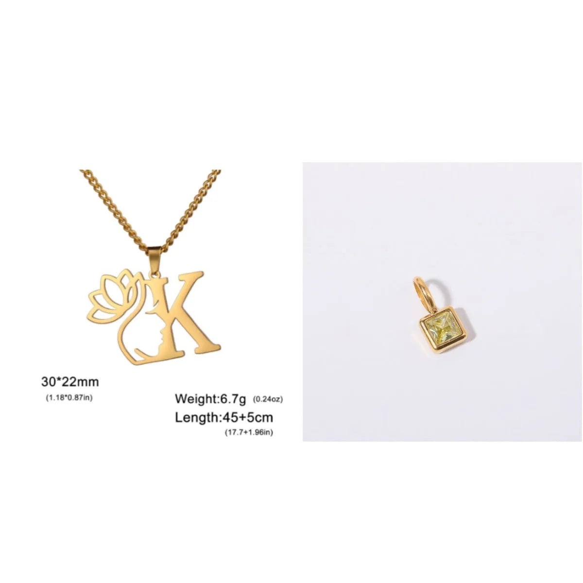 Stainless steel cross chain necklace with electroplated finish shown in gold and silver colour options