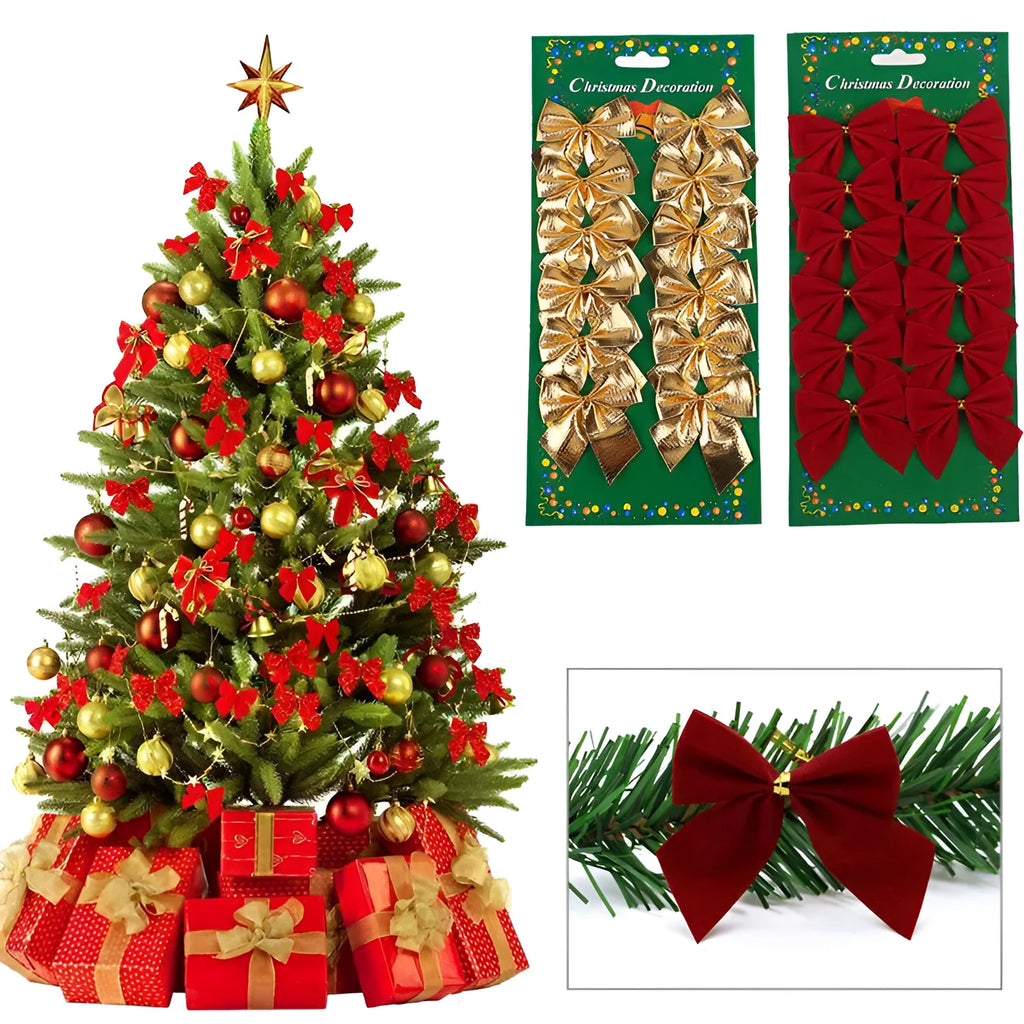 Gold polyester Christmas ribbon bow measuring 5 cm for tree decoration
