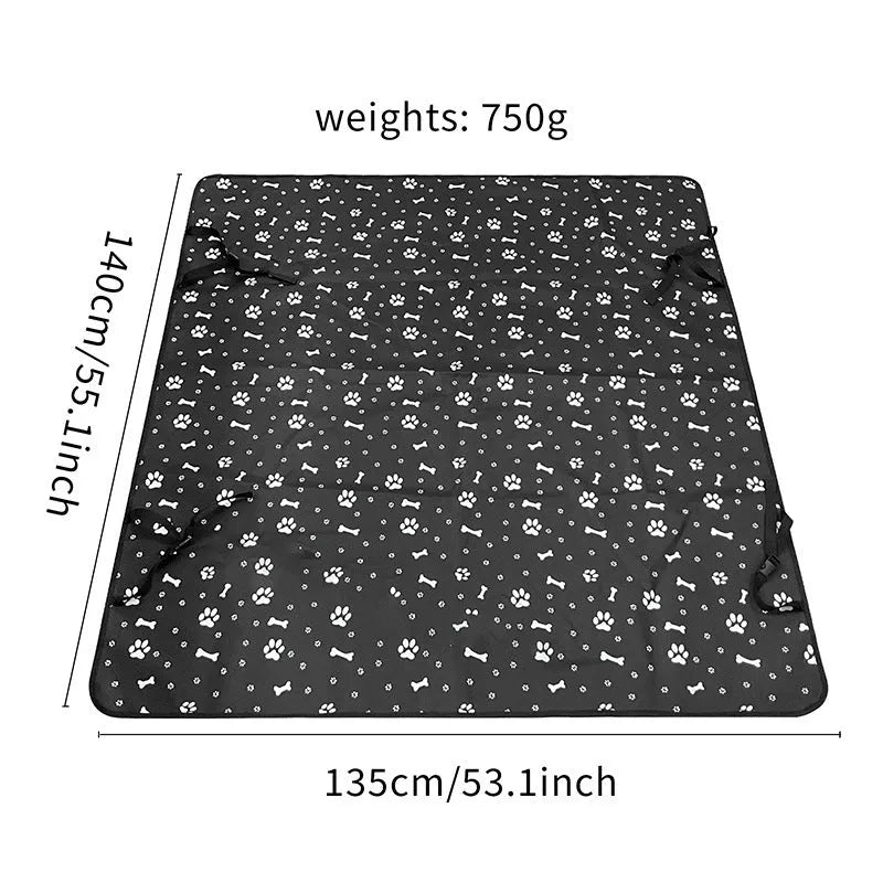Water resistant cloth car pet mat for rear seat protection with dog footprint design