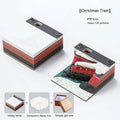 3D paper carving sticky notes notepad with Qingshui Temple design in Christmas Train colour.