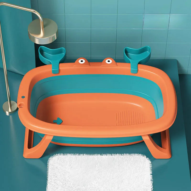 Light blue foldable portable pet tub for washing a small dog or cat