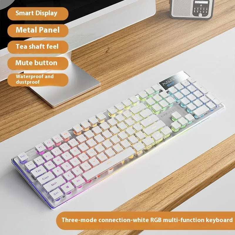 Prewalker V3 retro green coloured quiet keyboard and mouse set on a desk