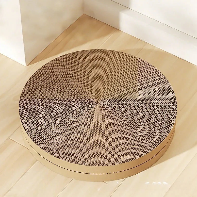 Green or white 55cm round cat scratching board with replaceable corrugated panels