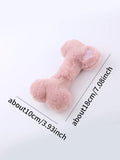 Cute love bone shaped plush dog toy with vocal squeaker in blue, pink, or yellow colours