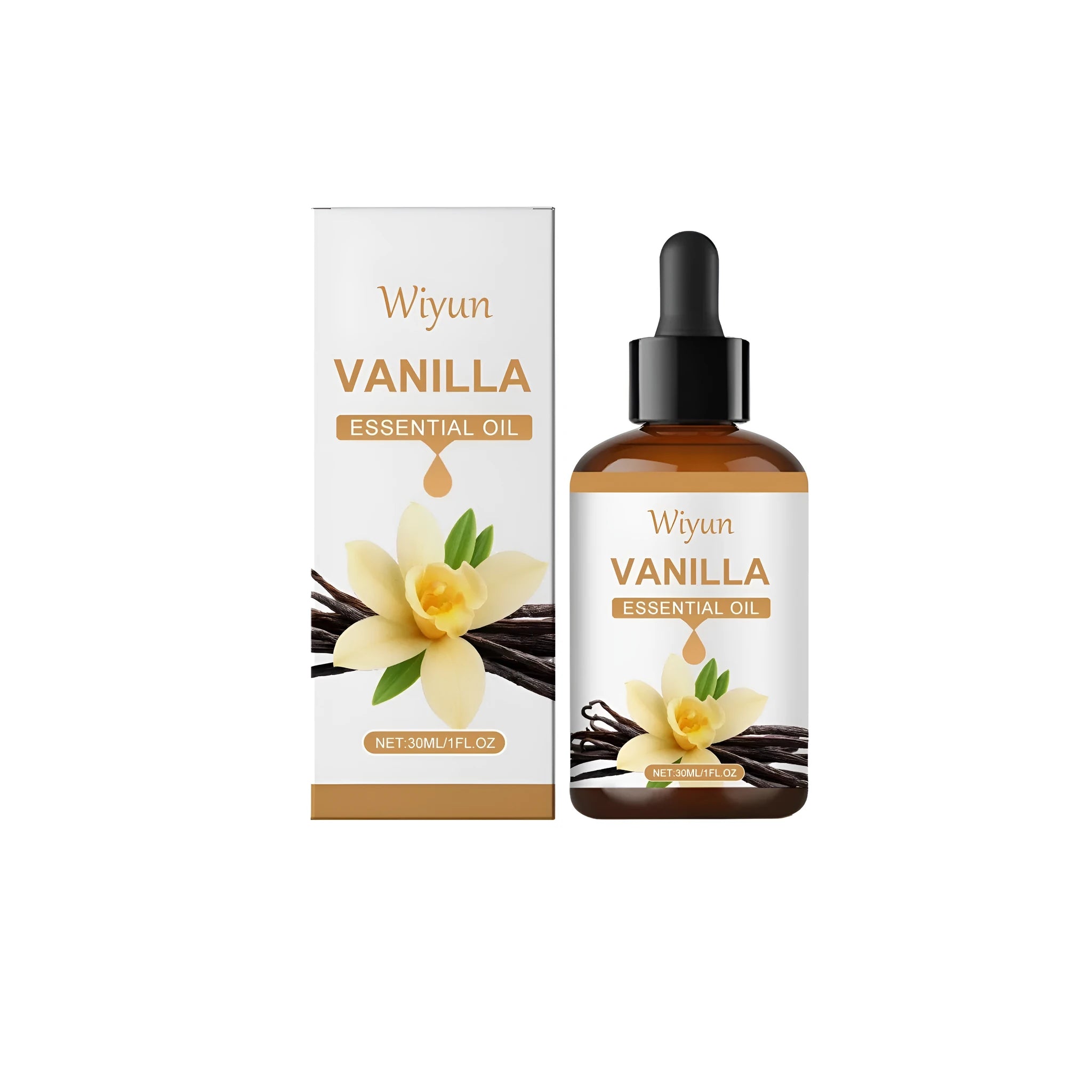 30ml glass bottle of vanilla flavoured oil for DIY crafting and blending.