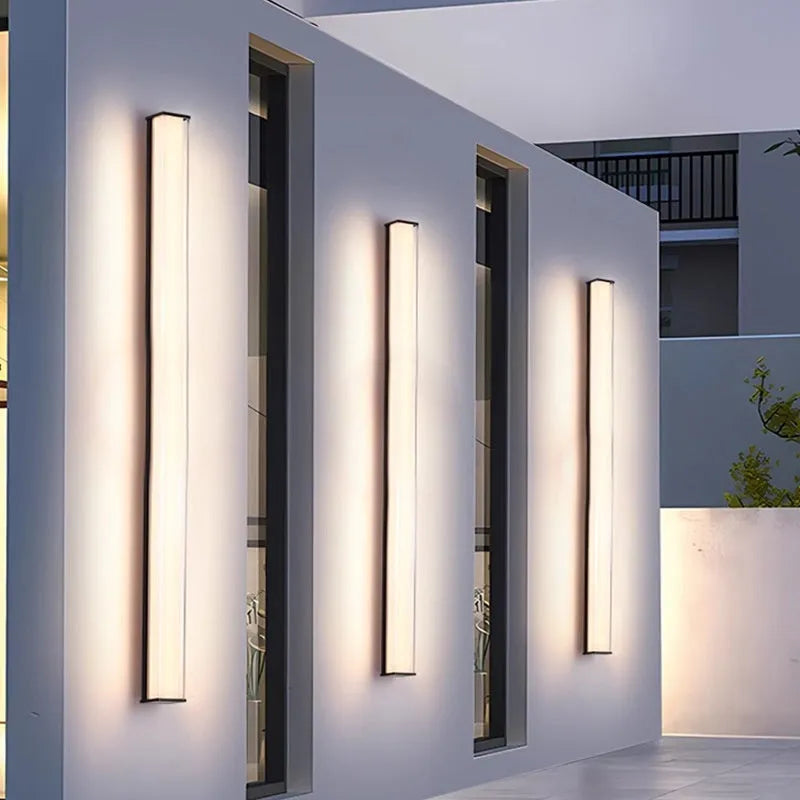 Modern outdoor wall lamp in simplicity style showing size options from 30cm to 120cm length