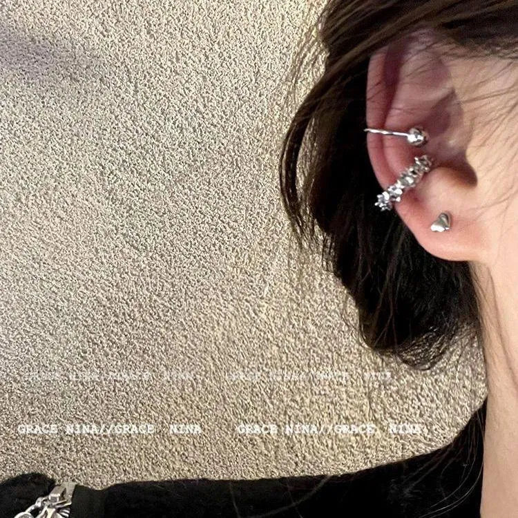 Irregular geometric ear clip earrings with frosty alloy finish in B4710 colour