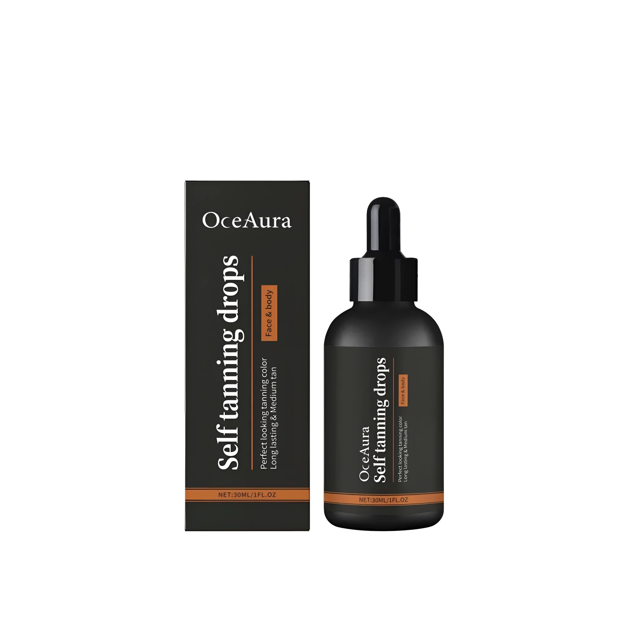 30ml bottle of self tanning drops liquid with glycerin and shea butter formula