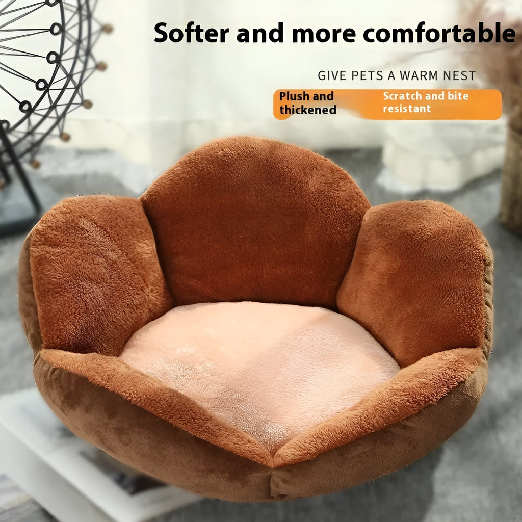 Round plush pet bed in gray with raised rim, 40cm diameter, for cats and small dogs