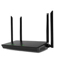 Portable 300m home wifi router in black or white with 4 LAN ports and compact metal design
