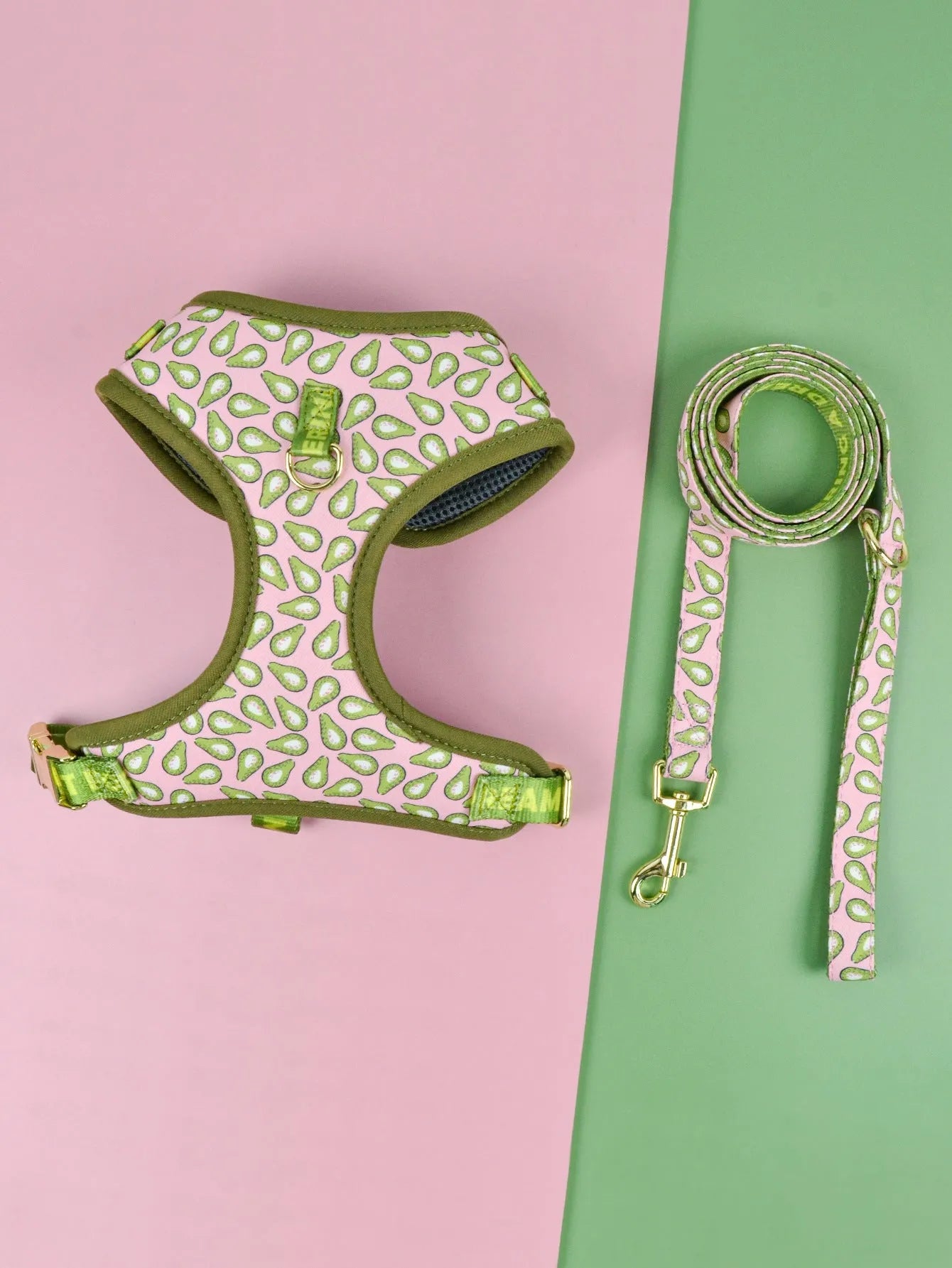 Polyester dog harness in blue ice cream colour pattern for medium large dogs