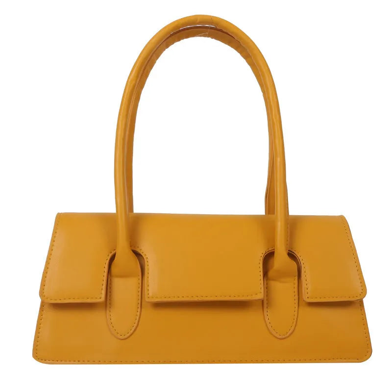 Women's black PU leather small square shoulder bag with stitching details and document compartment