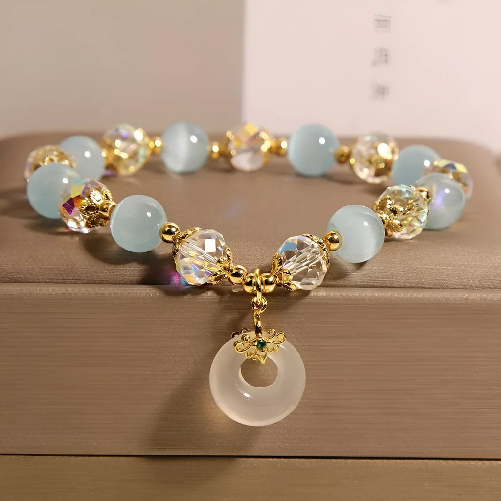 Blue opal pendant glass bracelet for women in Japanese Korean style