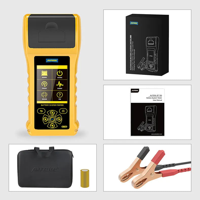 Autool BT760 vehicle battery tester with colour screen display and thermal printer for automotive diagnostics