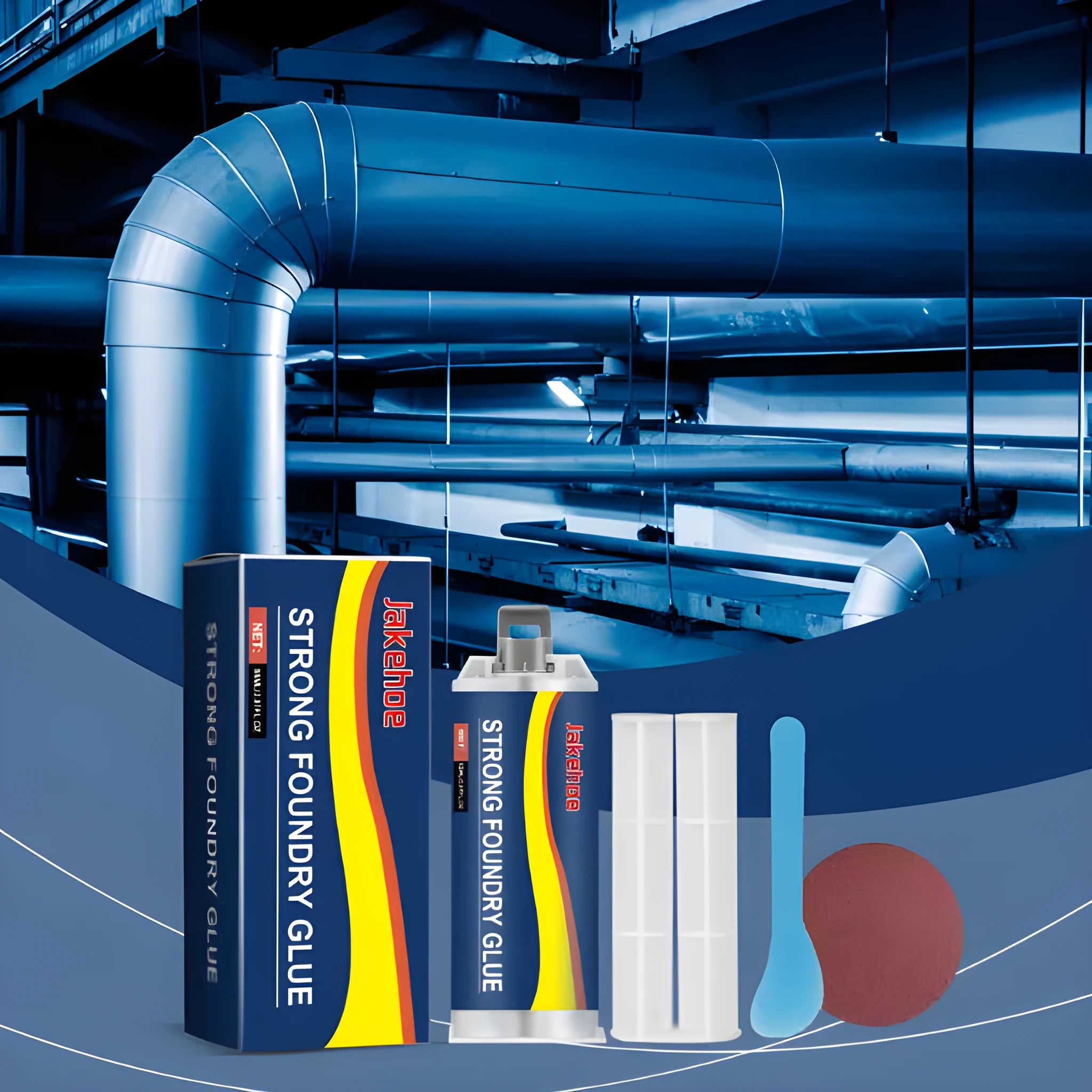 85ml metal epoxy adhesive kit with push rod, scraper and sandpaper for stainless steel copper aluminium repairs