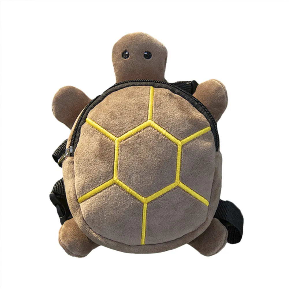 Turtle-shaped dog backpack harness in velvet with metal zipper, shown in available colours