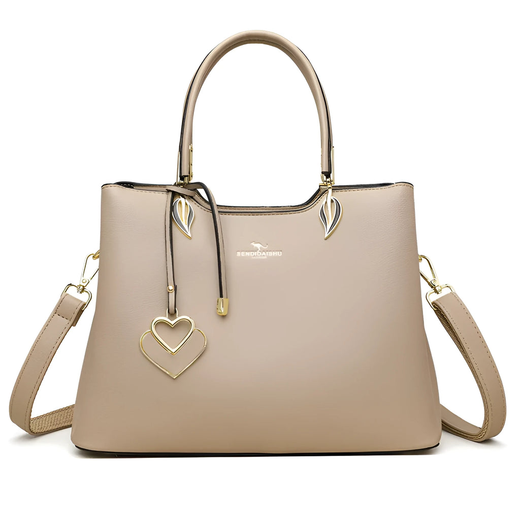 Women's multi-layer shoulder messenger bag in urban simplicity style with visible sewing thread detailing