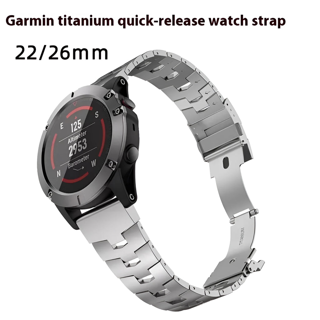 Garmin Fenix series replacement watch strap for Jiaming watches in silver, black and titanium colours