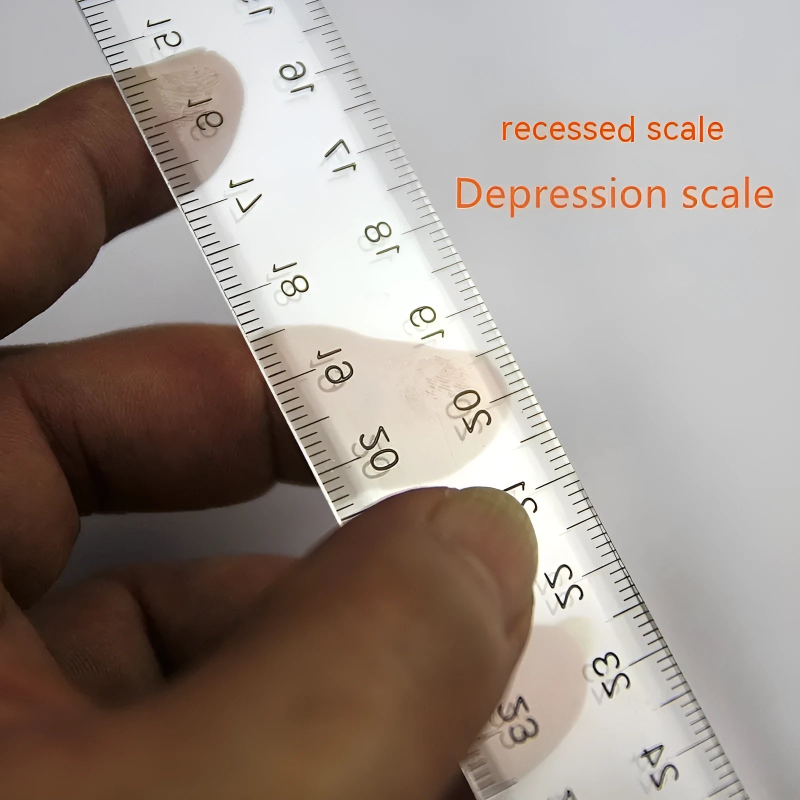 Plastic T-square ruler 30cm length in transparent or orange colour for technical drawing
