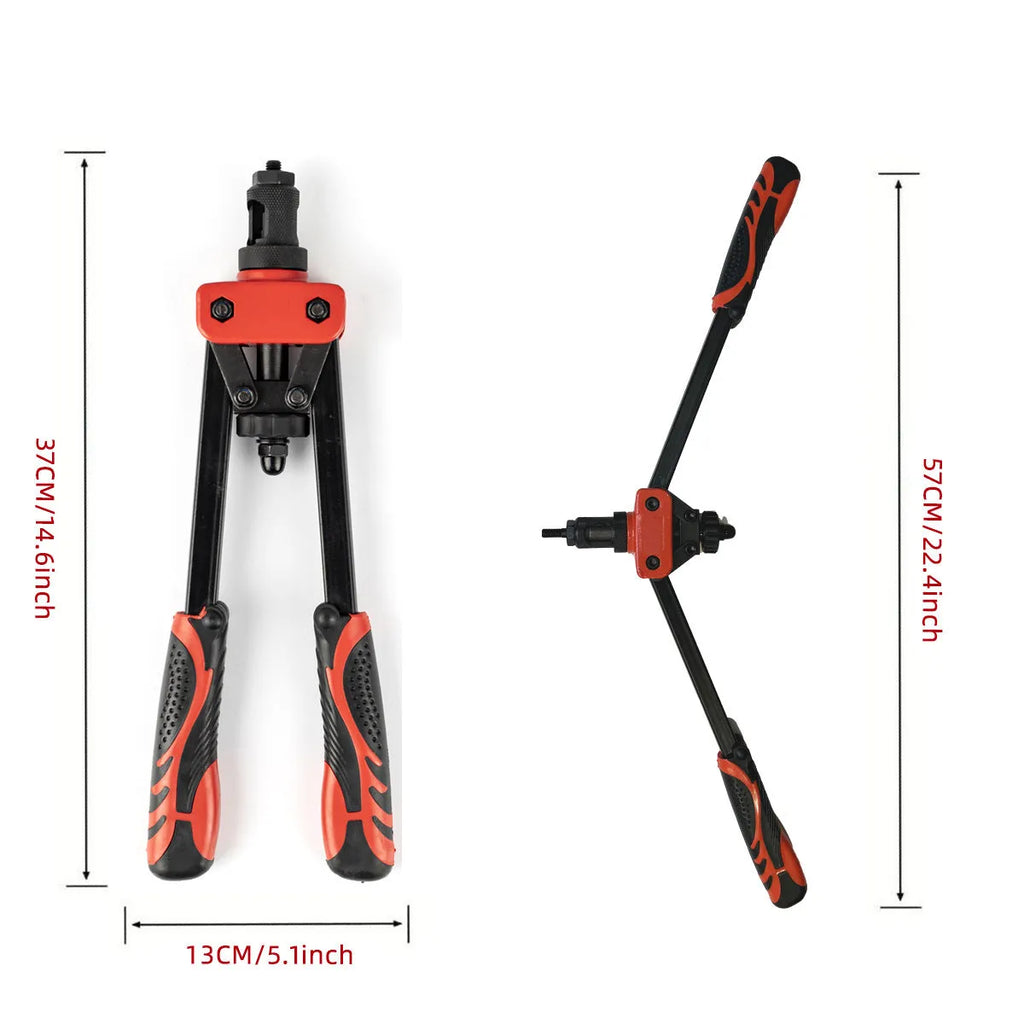 14-inch alloy rivet nut pull-setter tool with six M3 to M10 interchangeable tips
